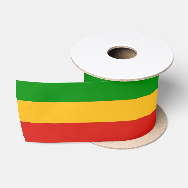 Ruban En Satin COULEURS DE DRAPEAU DE RASTAFARI + votre texte (Bobine)