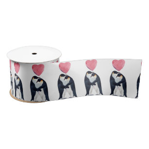 Ruban En Satin Couple Empereur Penguin Coeur Saint Valentin