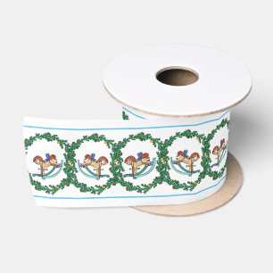 Ruban En Satin Couronne De Noël Avec Cheval Rocheux