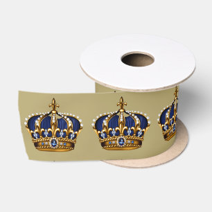 Ruban En Satin Couronne de prince héritier bleu or Baby Shower