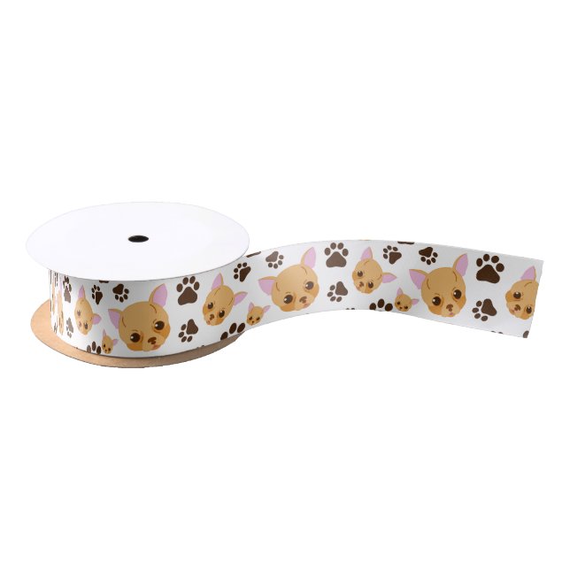 Ruban En Satin Coutume minuscule d'empreinte de patte de chiot de (Bobine)