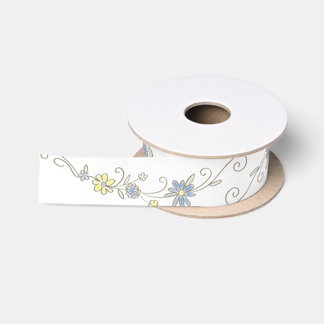 Ruban En Satin Cowboy Baby shower Pays Western Blue Boy (Bobine)
