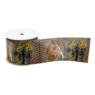 Ruban En Satin Cowboy de Western Horse Cowboy Cowboy Hat Wagon Wh