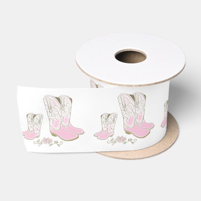 Ruban En Satin Cowgirl Baby shower Pays Western Rose Girl (Bobine)