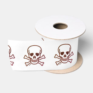 Ruban En Satin Crâne n Bones sepia ruban bobine
