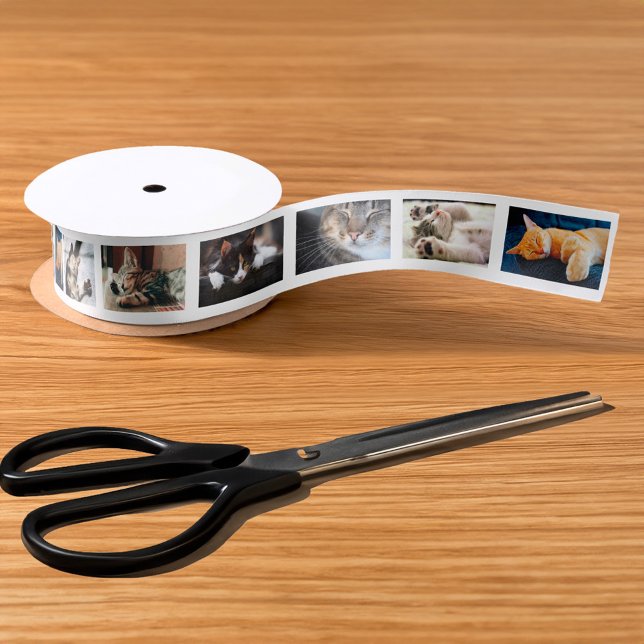 Ruban En Satin Créez votre propre collection de 6 photos Bande de (Create Your Own 6 Photo Collage White Film Strip Ribbon in situ)