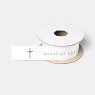 Ruban En Satin Croix d'argent de la communion de baptême personna