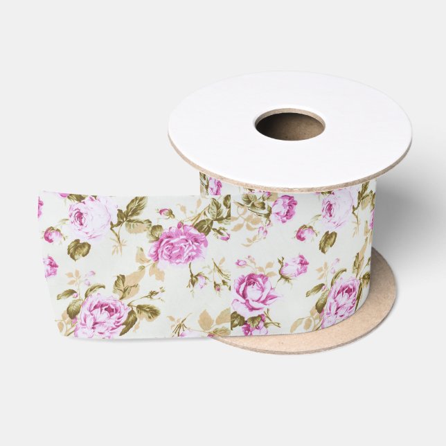 Ruban En Satin Cru, floral, victorian, lavande, blanc, minable (Bobine)