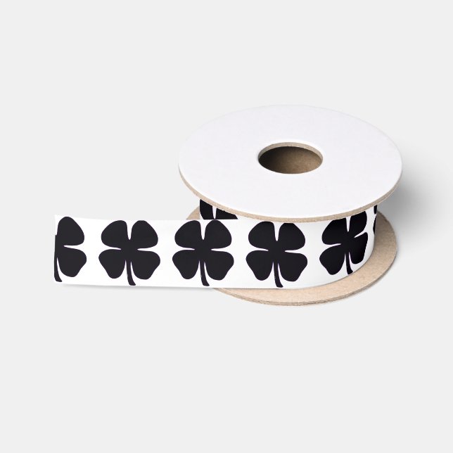 Ruban En Satin Cuillère à ruban blanc de Clover noir (Bobine)