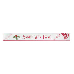 Ruban En Satin Cuit avec Love Typographie Noël Rouge