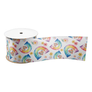 Ruban En Satin Cute aquarelle Motif arc-en-ciel