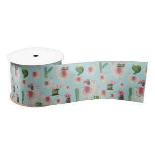 Ruban En Satin Cute Fiesta Llama & Cactus Motif