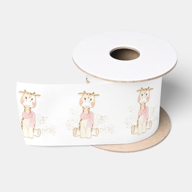 Ruban En Satin Cute Giraffe Gold Parties scintillant Baby shower  (Bobine)