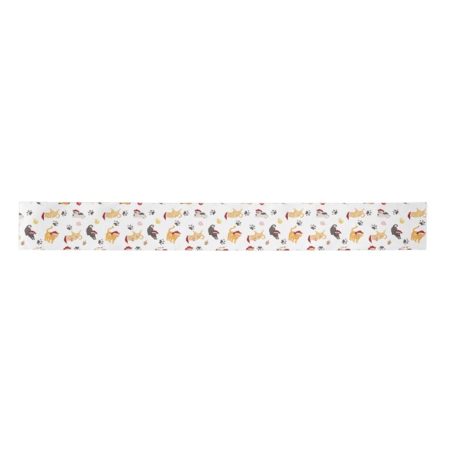 Ruban En Satin Cute Holiday Cat Pattern (Devant)