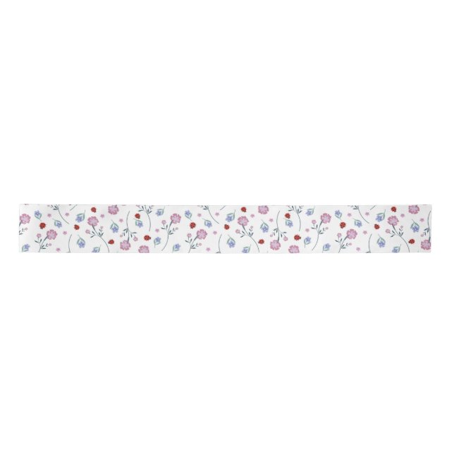 Ruban En Satin Cute Ladybug Polka dot Daisy Flower Russe Motif (Devant)
