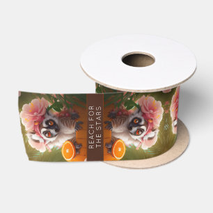 Ruban En Satin Cute lemur et orange Summer paradis texte personna