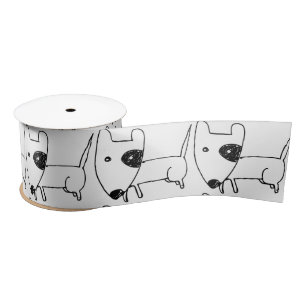 Ruban En Satin Cute minimaliste chien oeil noir Thunder_Cove