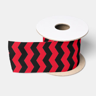 Ruban En Satin Cute Modern Chevron Zigzag Motif noir et rouge