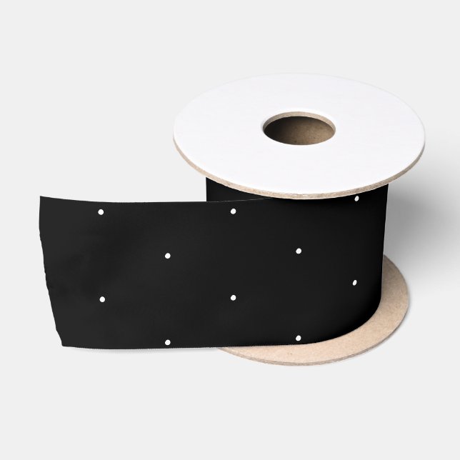 Ruban En Satin Cute noir blanc pois minuscule motif élégant (Bobine)