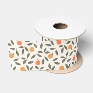 Ruban En Satin Cute Orange et Motif Feuille