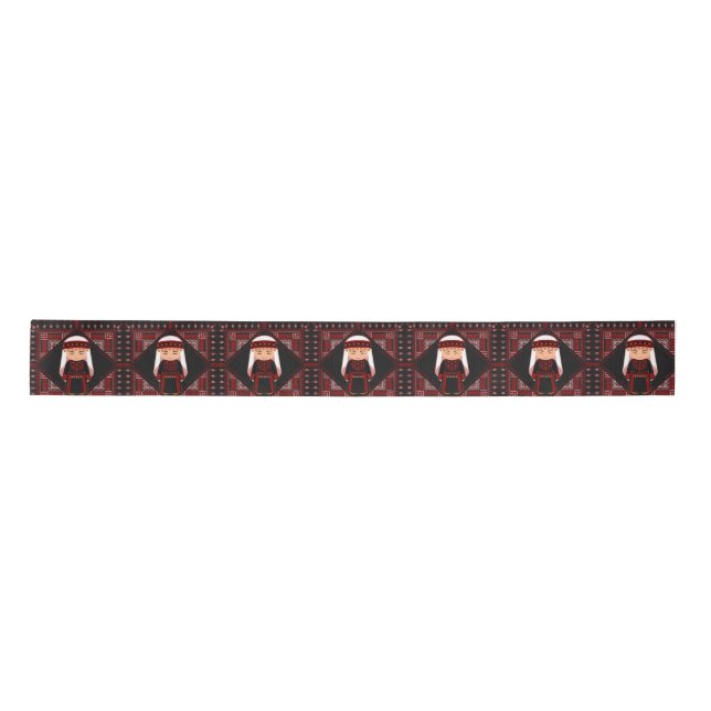 Ruban En Satin cute Palestinian girl Embroidery red tatreez   (Devant)