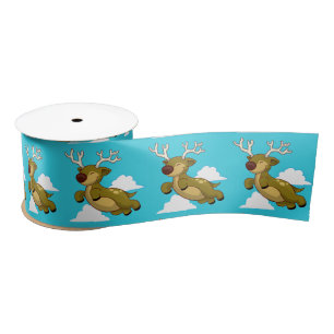 Ruban En Satin Cute renne volant avec nuages blancs