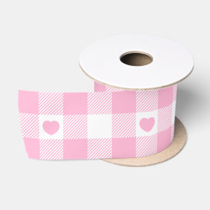 Ruban En Satin Cute Rose En vichy Vichy aux Coeurs
