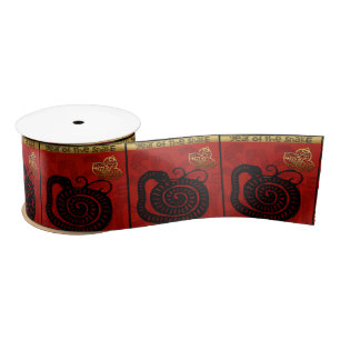 Ruban En Satin Cute serpent chinois Année Zodiac Anniversaire Gra