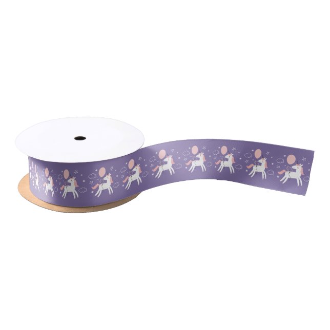 Ruban En Satin Cute violet et rose licorne magique (Bobine)