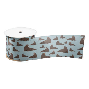 Ruban En Satin Cute Walrus Motif