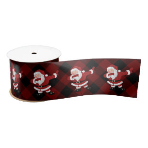 Ruban En Satin Dabbing Red Plaid Santa Claus   Fun Rustic Buffalo