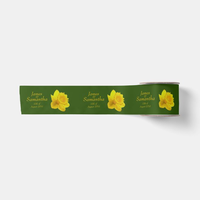 Ruban En Satin Daffodile de printemps jaune - Mariage (Devant)