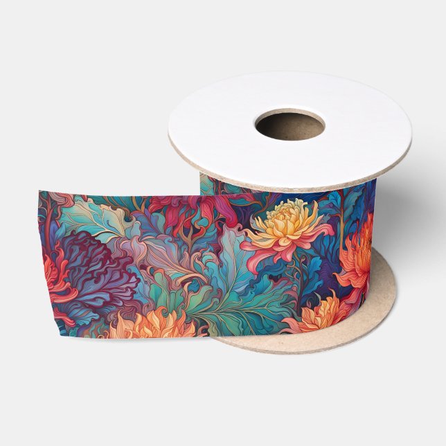 Ruban En Satin Dahlia Tapisserie florale (Bobine)