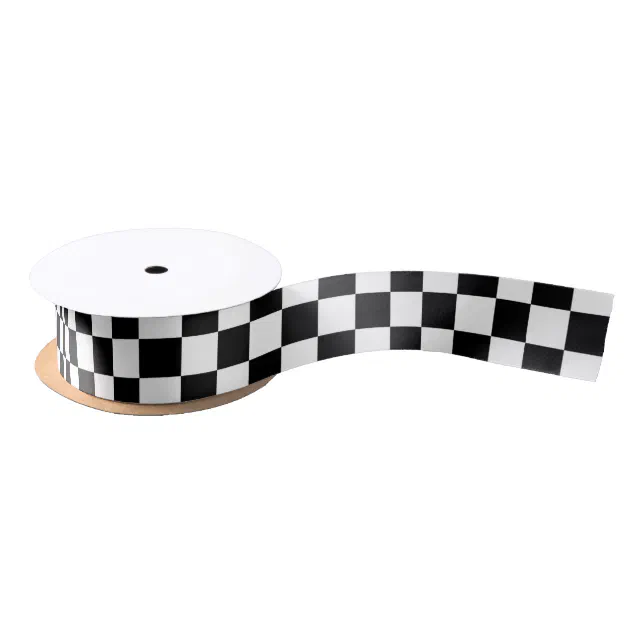 Ruban En Satin Damier noir et blanc Zazzle.ca