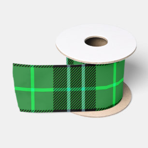 Ruban en satin de Tartan noir et vert