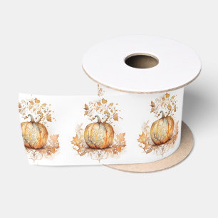Ruban En Satin Décor de rêve en automne avec citrouille et feuill