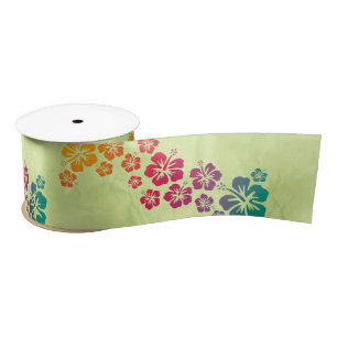 Ruban En Satin Décor tropical drôle de ketmie + votre arrière -