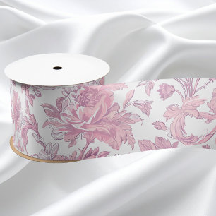 Ruban En Satin Découpage de chinoiserie rose clair