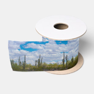 Ruban En Satin Désert Saguaro Cactus Party Nuages Nature