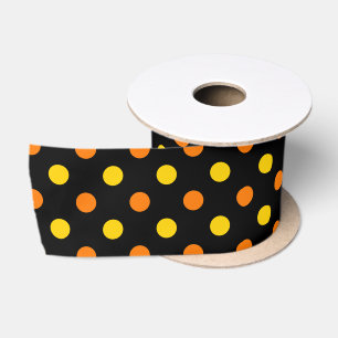 Ruban En Satin Design Orange Jaune Sur Fond Noir À Points