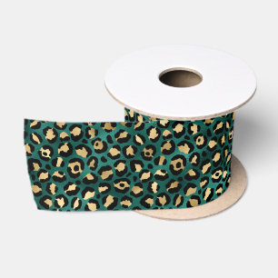 Ruban En Satin Design turquoise et Gold Leopard Series 3