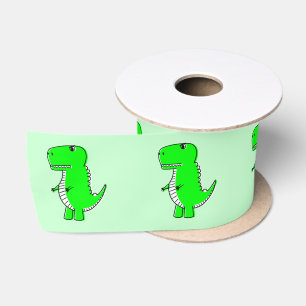 Ruban En Satin Dessin de dinosaure vert