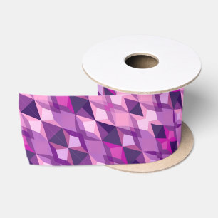 Ruban En Satin Diamant rose et violet Formes géométriques motif