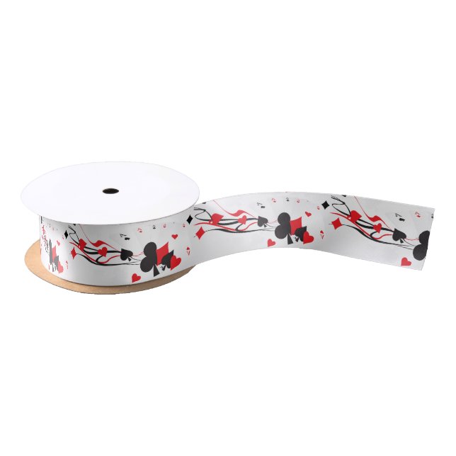 Ruban En Satin Diamants de pelles d'as de clubs de cartes de jeu (Bobine)