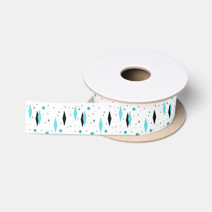 Ruban En Satin Diamants turquoise rétro & Starbursts Ruban satiné