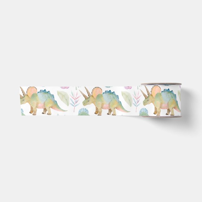 Ruban En Satin Dinosaur Triceratops Party Ribbon (Devant)