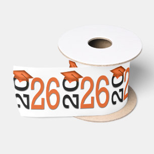 Ruban En Satin Diplômé 2026 Orange et Noir