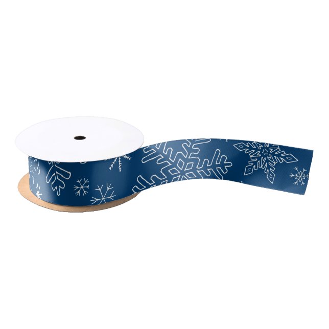 Ruban En Satin Dk Blue Christmas BG Clipart de garde de flocon de (Bobine)