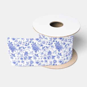 Ruban En Satin Douche antique de mariée bleu et blanc Chinoiserie