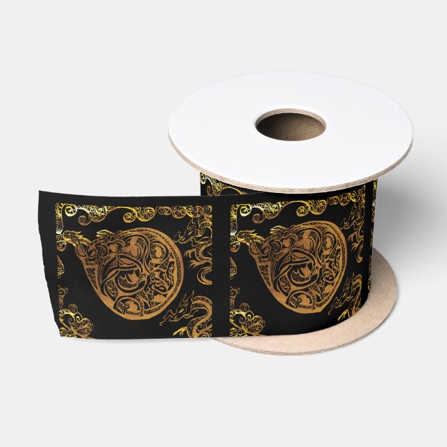 Ruban En Satin Dragon d'or (Bobine)